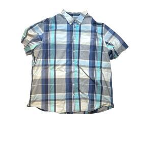 Foundry Comfort Stretch Mens Plaid Shirt 3XLT Short Sleeve Button Up